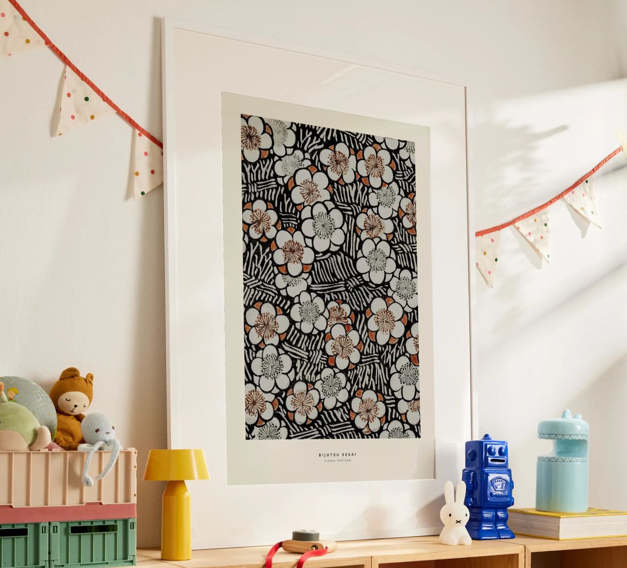 Bijutsu Sekai - Floral Pattern poster van Vintage by JUNIQE