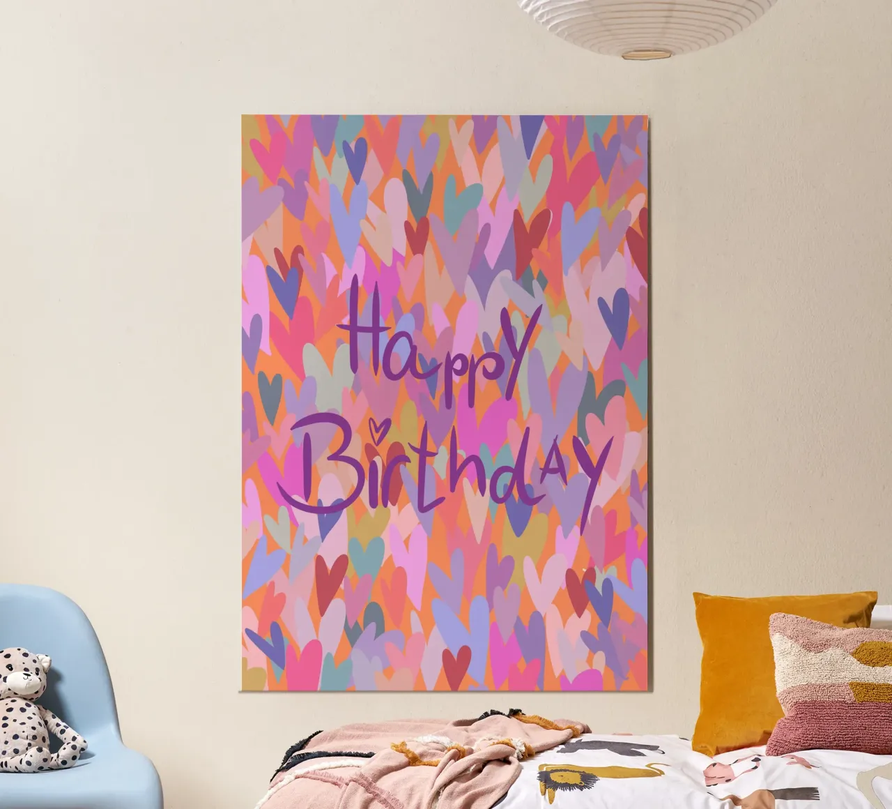 Happy Birthday - Glückwünsche - Geburtstag - bunt poster con telaio in legno da keinkonzept
