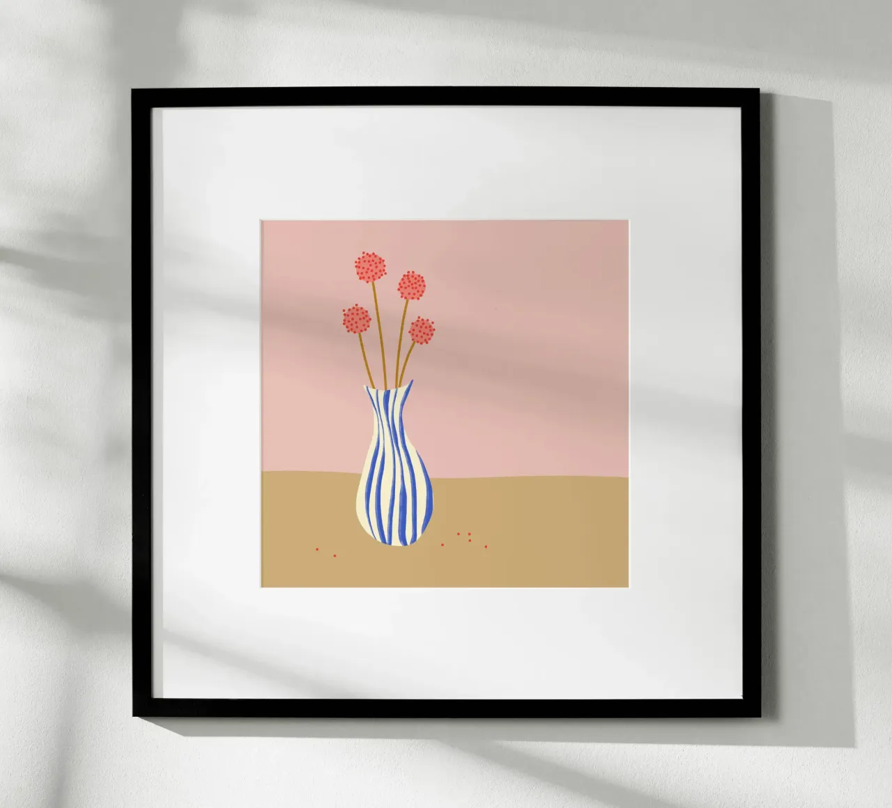 Blumenbild - Vase - Frühling - Sommer - Skandi poster con telaio in legno da keinkonzept