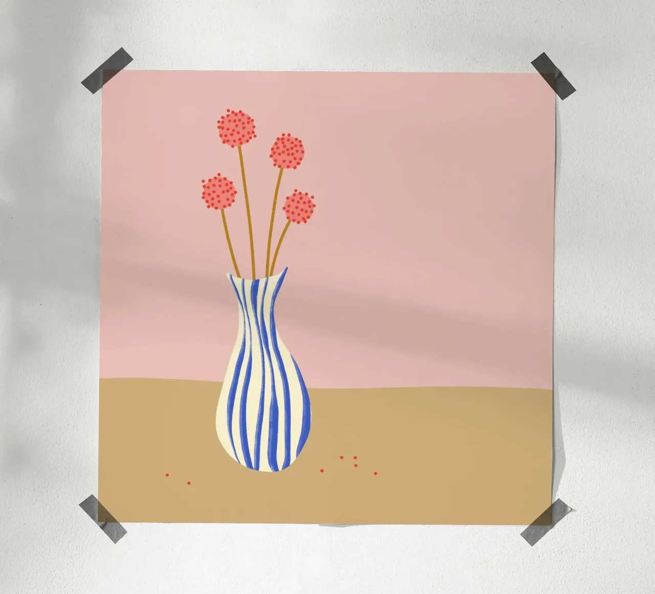 Blumenbild - Vase - Frühling - Sommer - Skandi poster con telaio in legno da keinkonzept