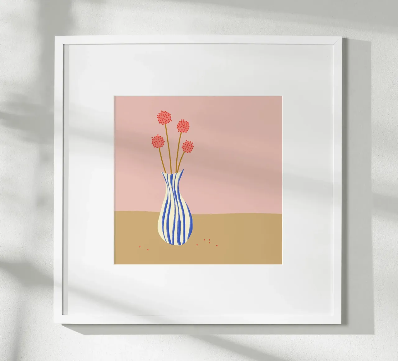 Blumenbild - Vase - Frühling - Sommer - Skandi poster con telaio in legno da keinkonzept