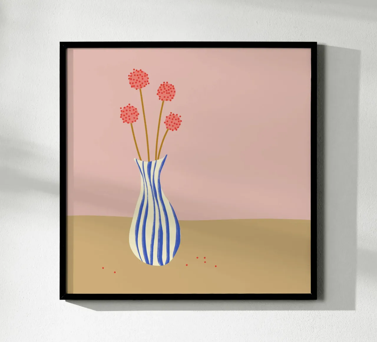Blumenbild - Vase - Frühling - Sommer - Skandi poster con telaio in legno da keinkonzept
