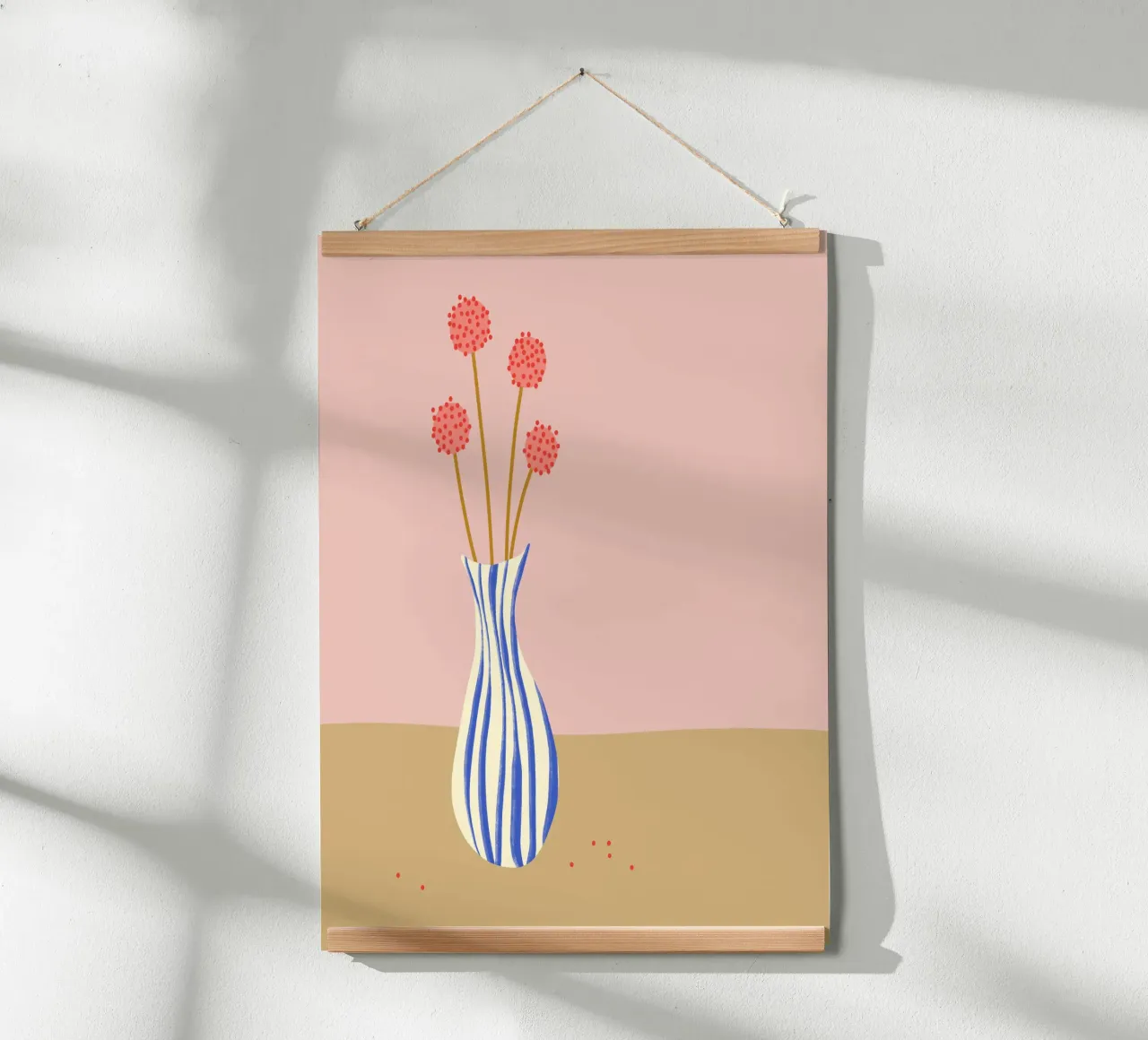 Blumenbild - Vase - Frühling - Sommer - Skandi poster con telaio in legno da keinkonzept