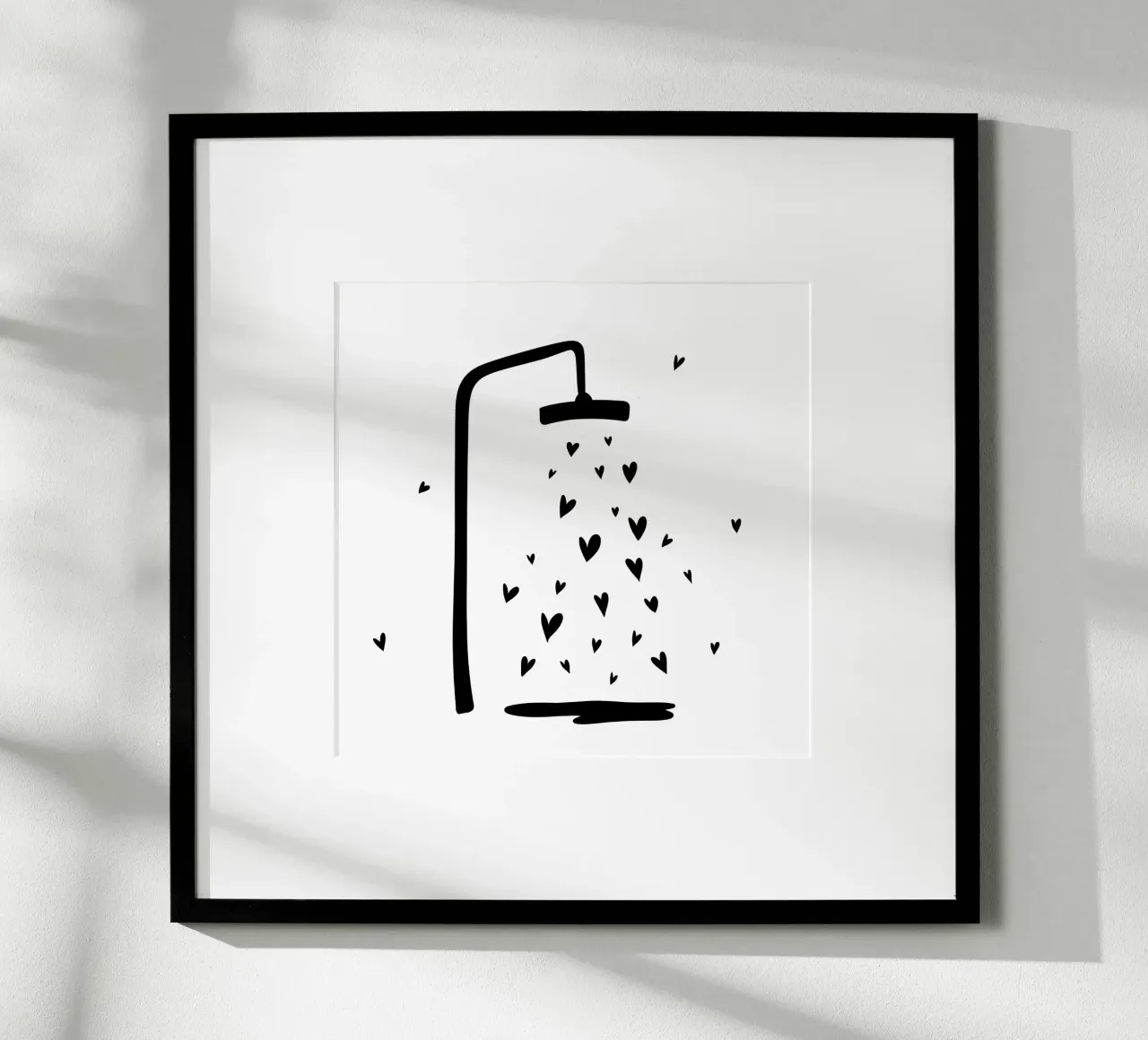 Dusche - Herzen - Badezimmer - Gäste - Liebe poster con telaio in legno da keinkonzept