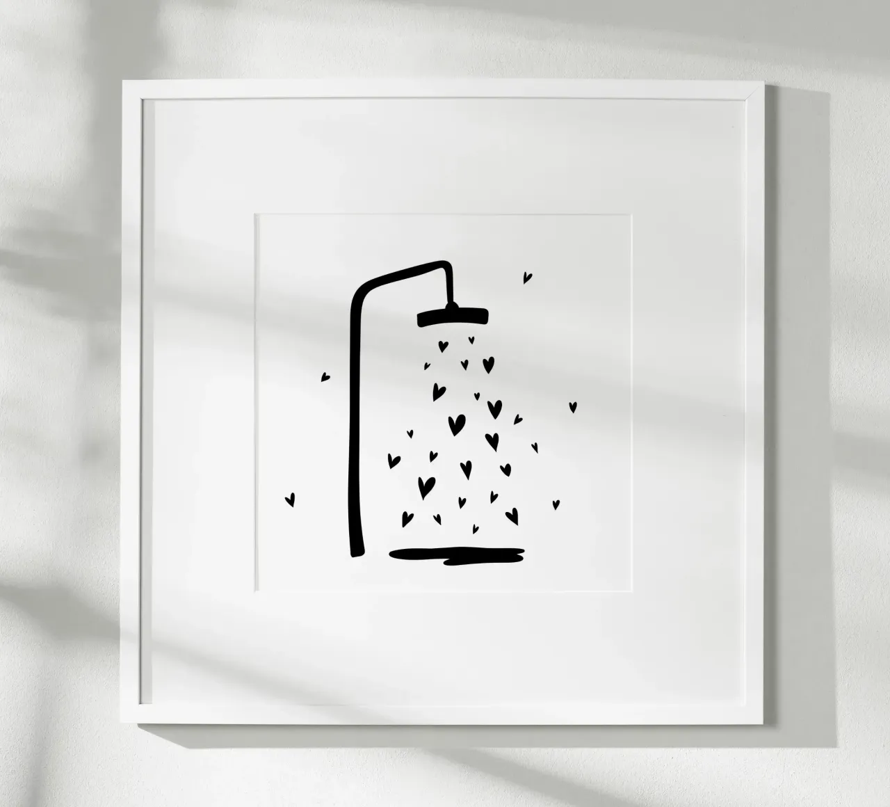 Dusche - Herzen - Badezimmer - Gäste - Liebe poster con telaio in legno da keinkonzept