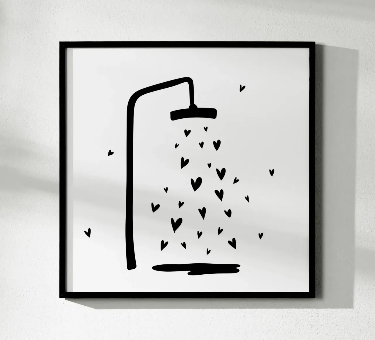 Dusche - Herzen - Badezimmer - Gäste - Liebe poster con telaio in legno da keinkonzept