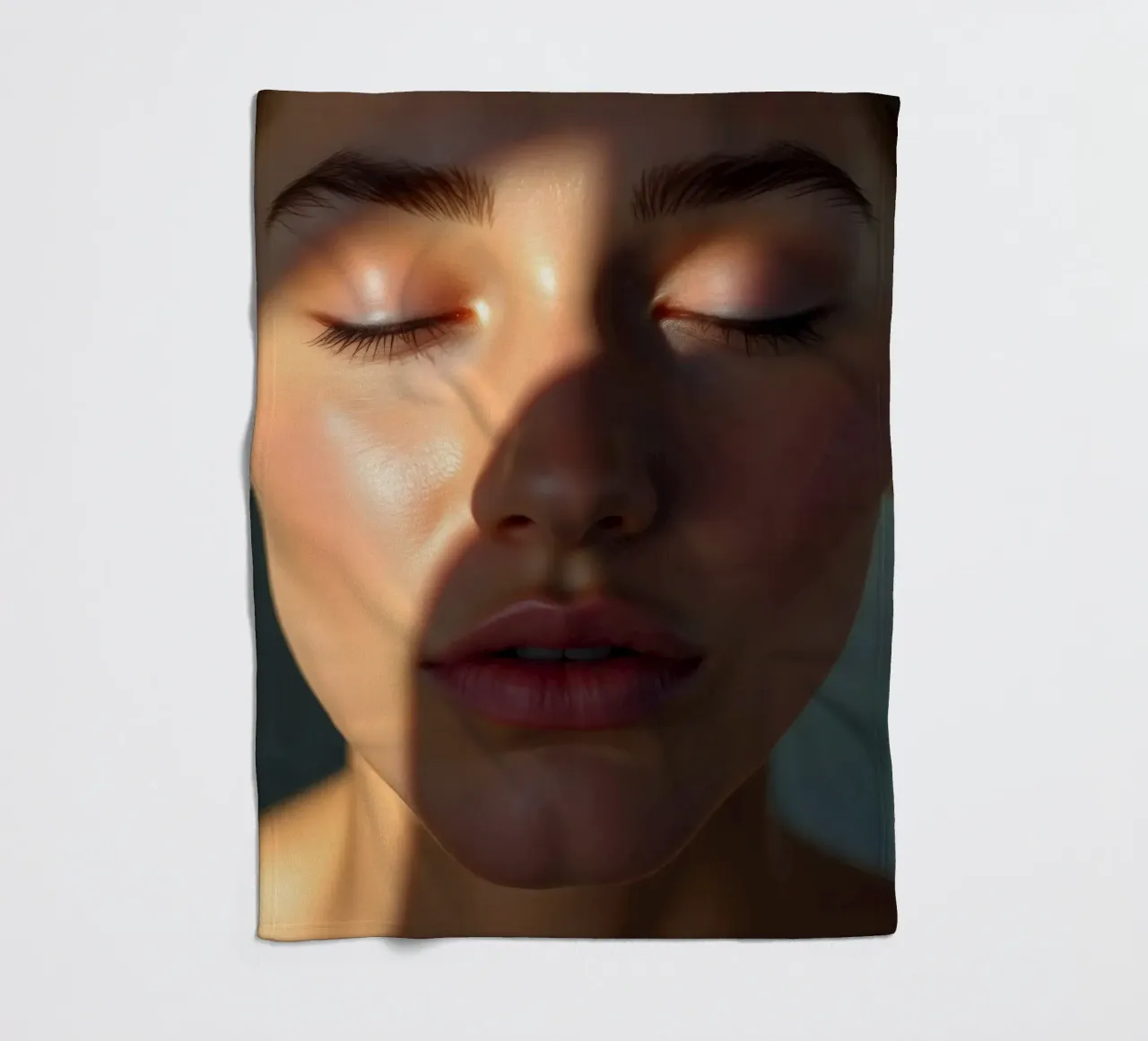 Lumière douce créant des ombres délicates sur un visage serein plaid polaire de DesignDoodle