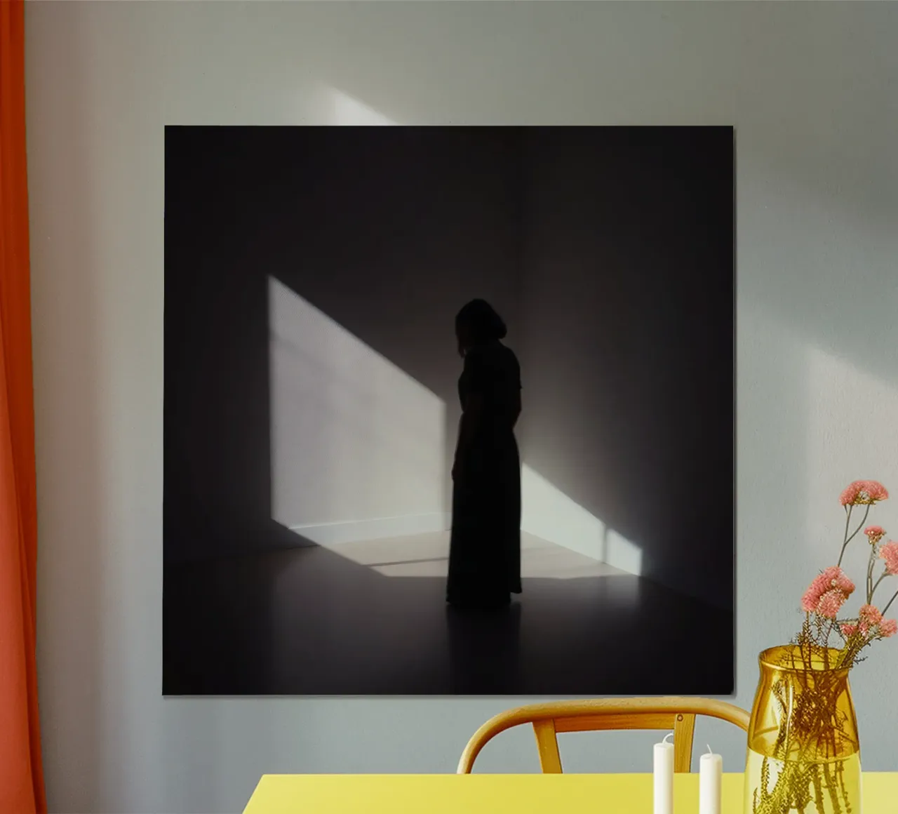 Woman standing in shadow creepy light casting hahnemühle by DesignDoodle