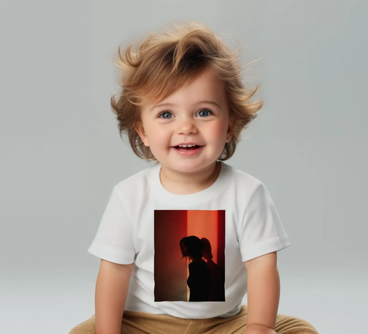 Silhouette d'une femme dans une lumière tamisée sur fond coloré t-shirt pour bébé de DesignDoodle
