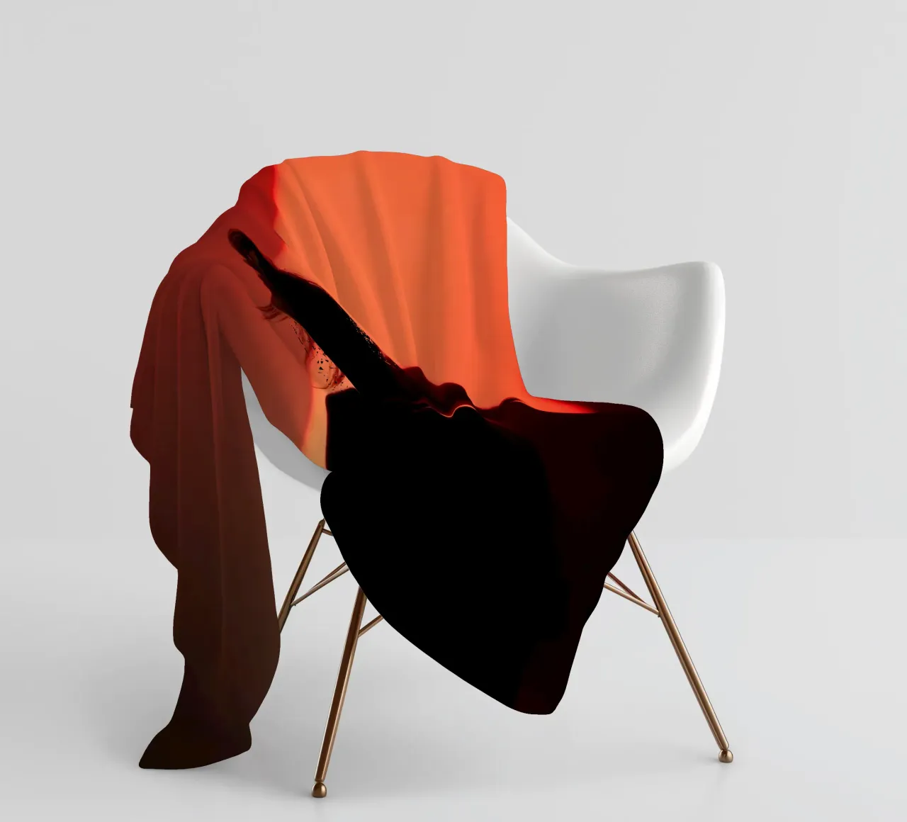 Silhouette d'une femme dans une lumière tamisée sur fond coloré plaid polaire de DesignDoodle