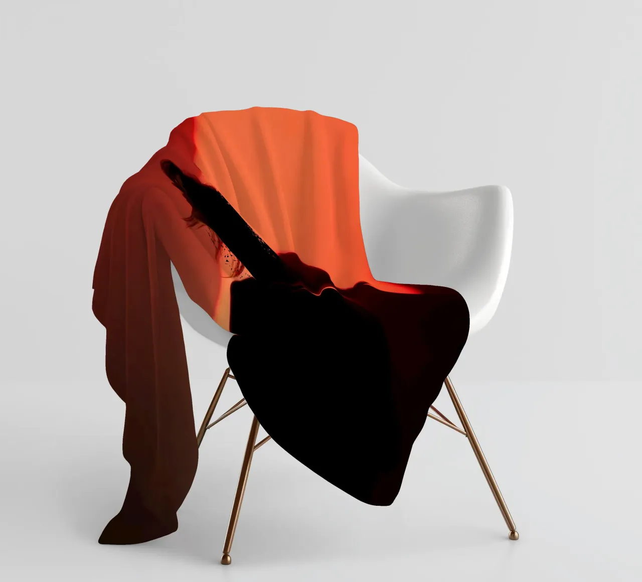 Silhouette d'une femme dans une lumière tamisée sur fond coloré plaid polaire de DesignDoodle