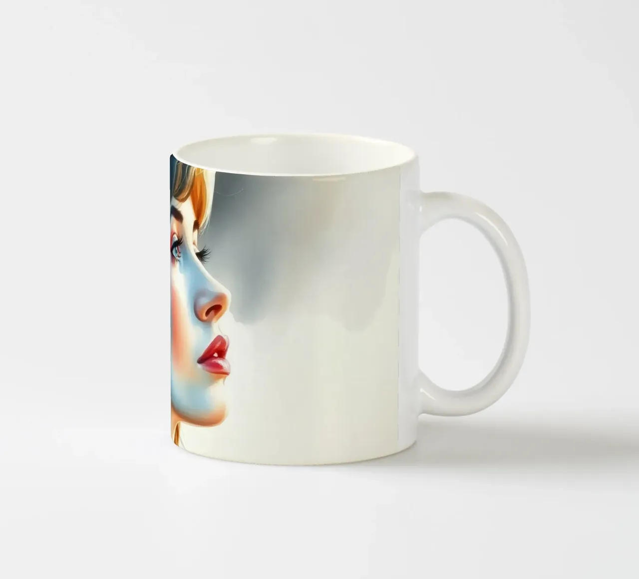 Ritratto di una giovane donna premurosa con capelli alla moda tazza in ceramica da DesignDoodle