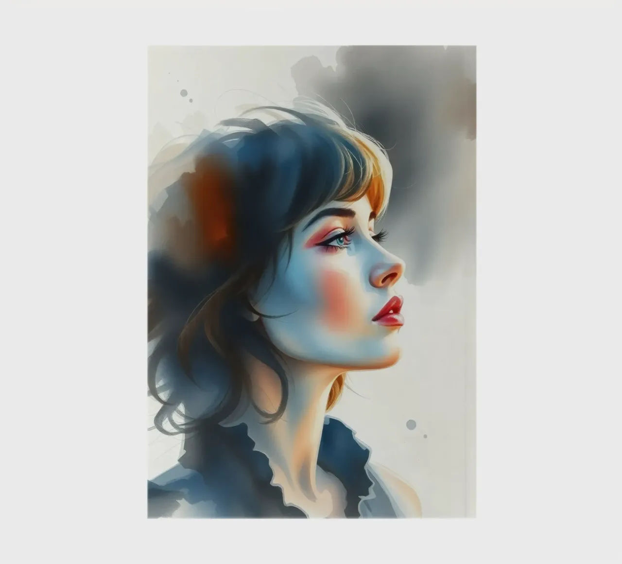 Portrait d'une jeune femme réfléchie avec des cheveux élégants carnet de notes de DesignDoodle