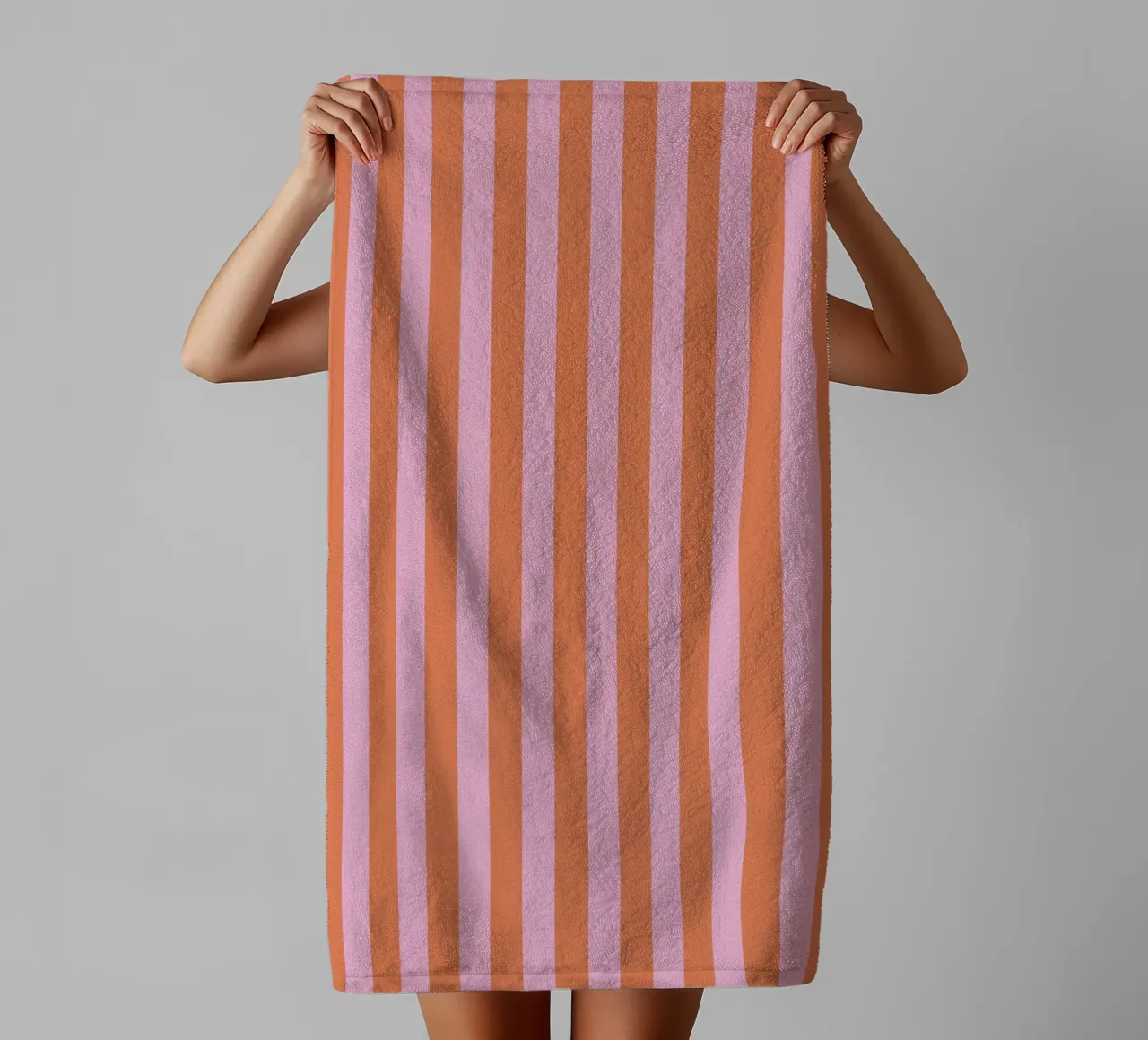 Orange and Pink Stripes Pattern towel by Paigaam Studio