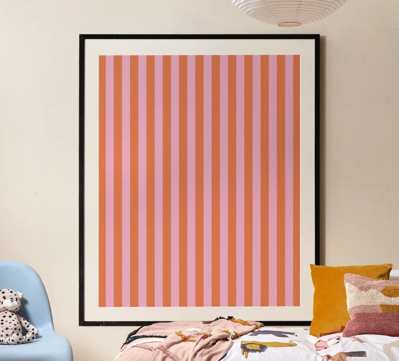 Orange und rosa Streifenmuster Poster von Paigaam Studio