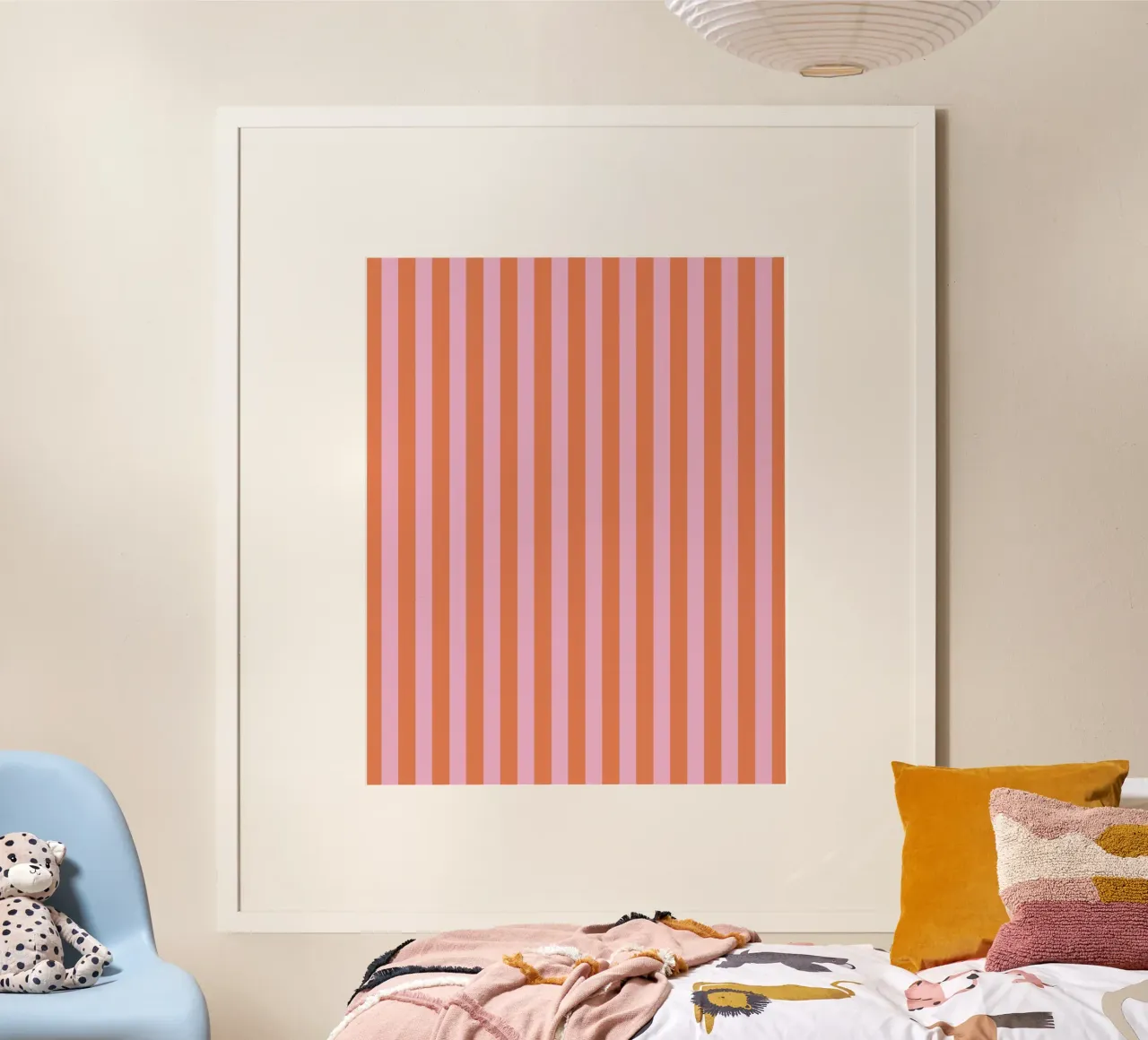 Orange und rosa Streifenmuster Poster von Paigaam Studio