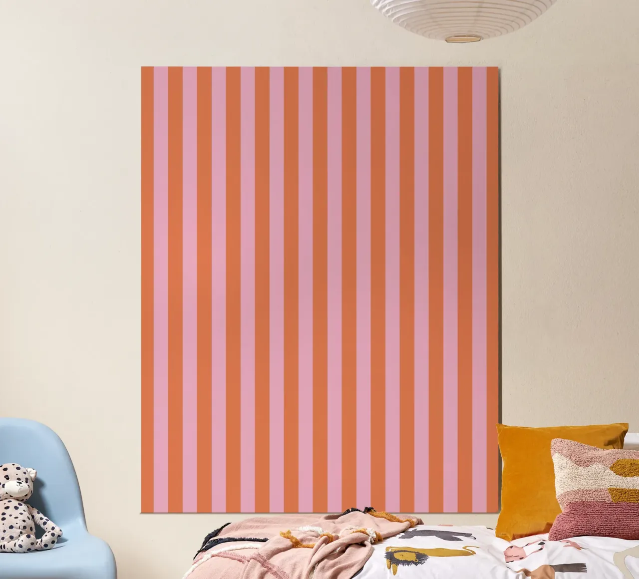 Orange und rosa Streifenmuster Poster von Paigaam Studio