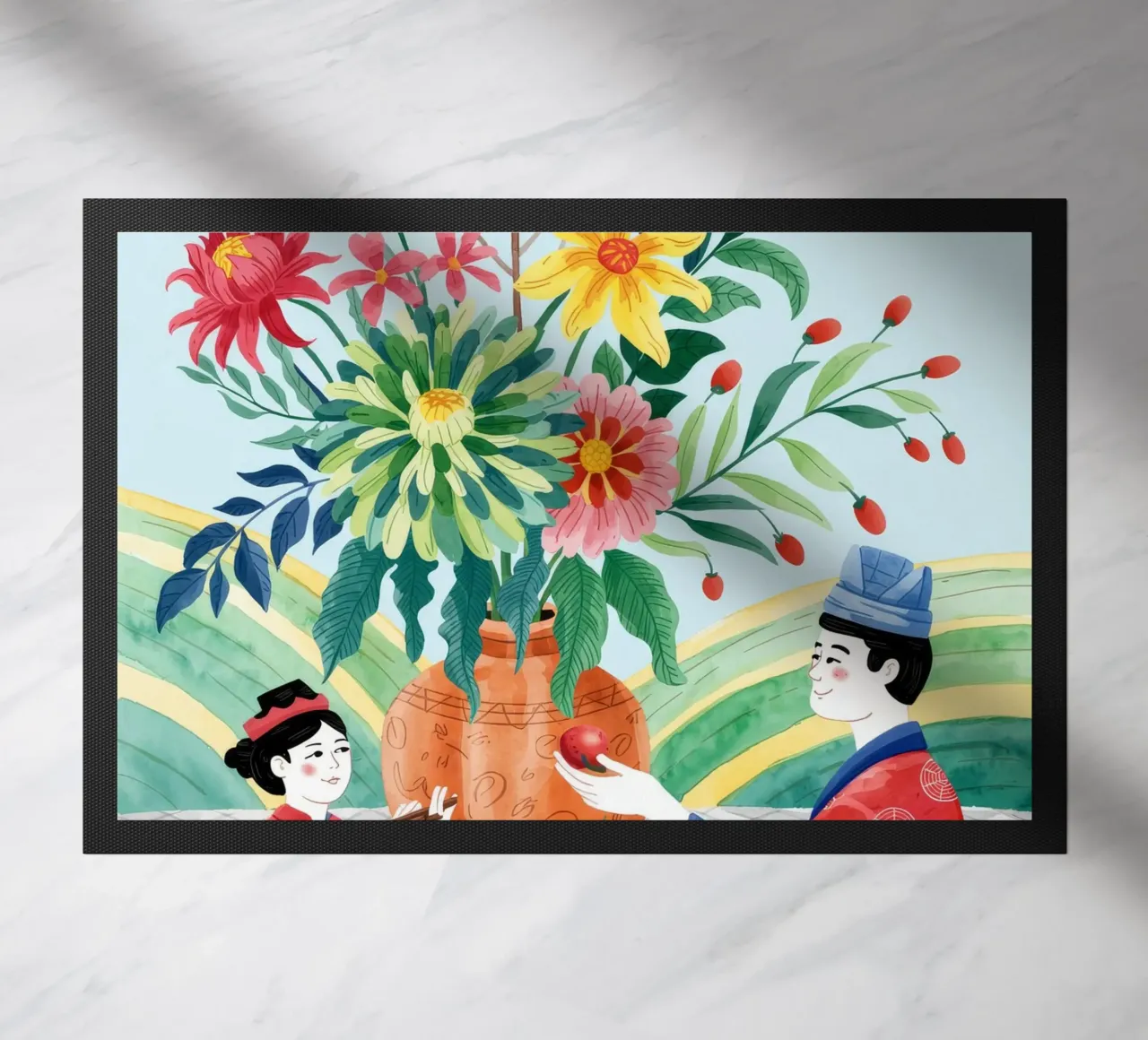 Vreugdevol familiefeest deurmat van Murni Strokes