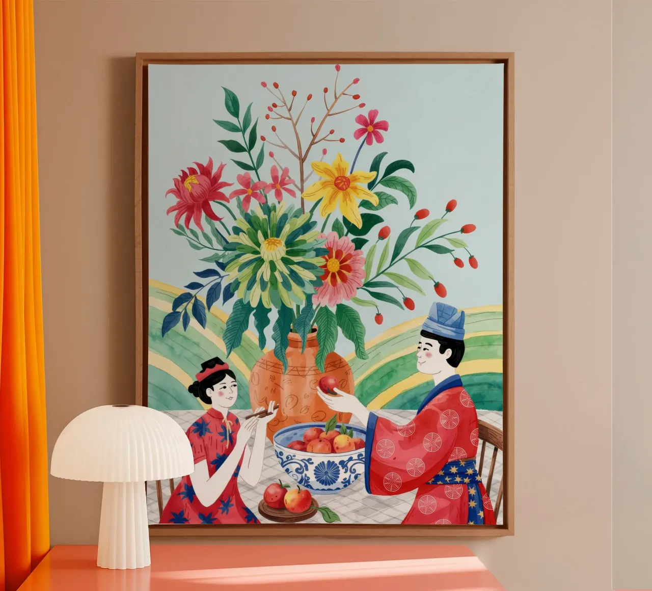 Vreugdevol familiefeest canvas met Baklijst van Murni Strokes