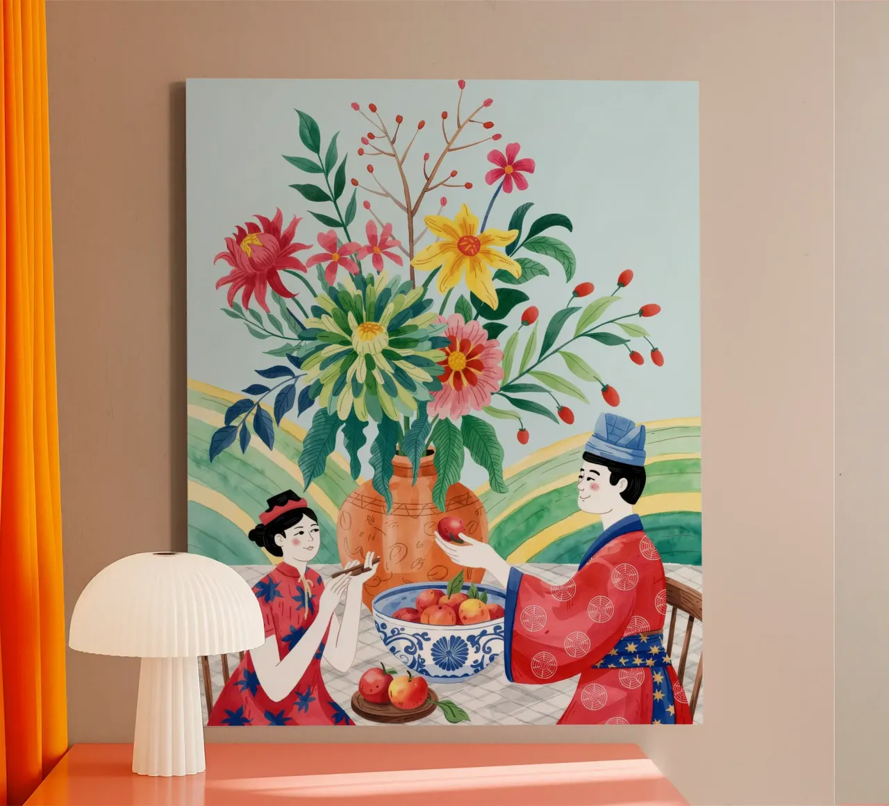 Vreugdevol familiefeest canvas met Baklijst van Murni Strokes