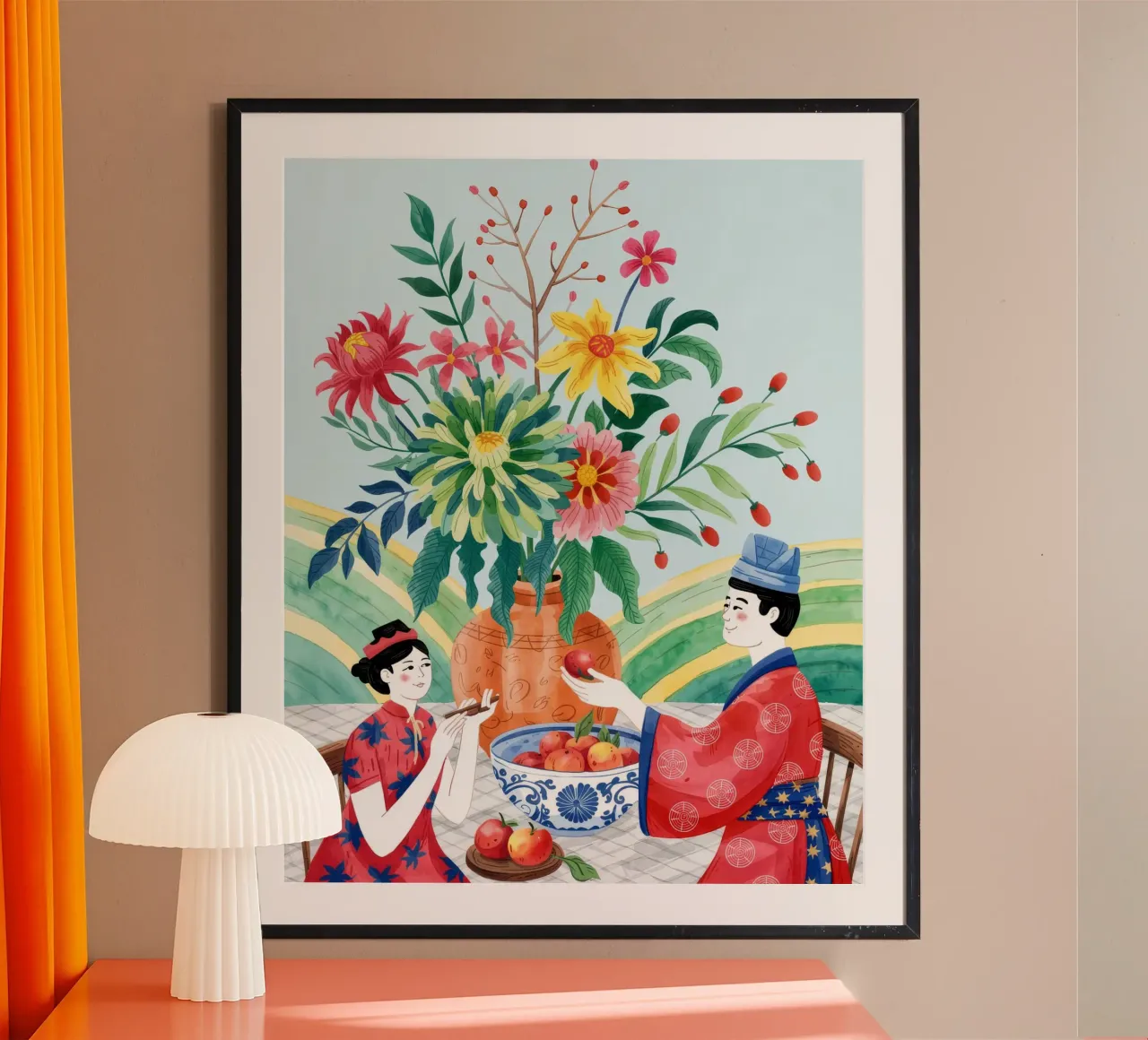 Joyful Family Feast poster van Murni Strokes