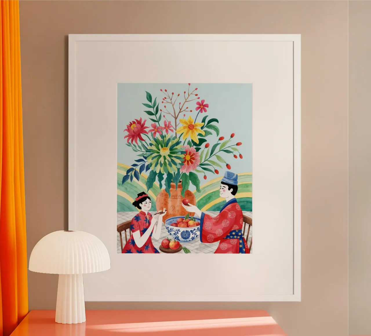 Joyful Family Feast poster van Murni Strokes