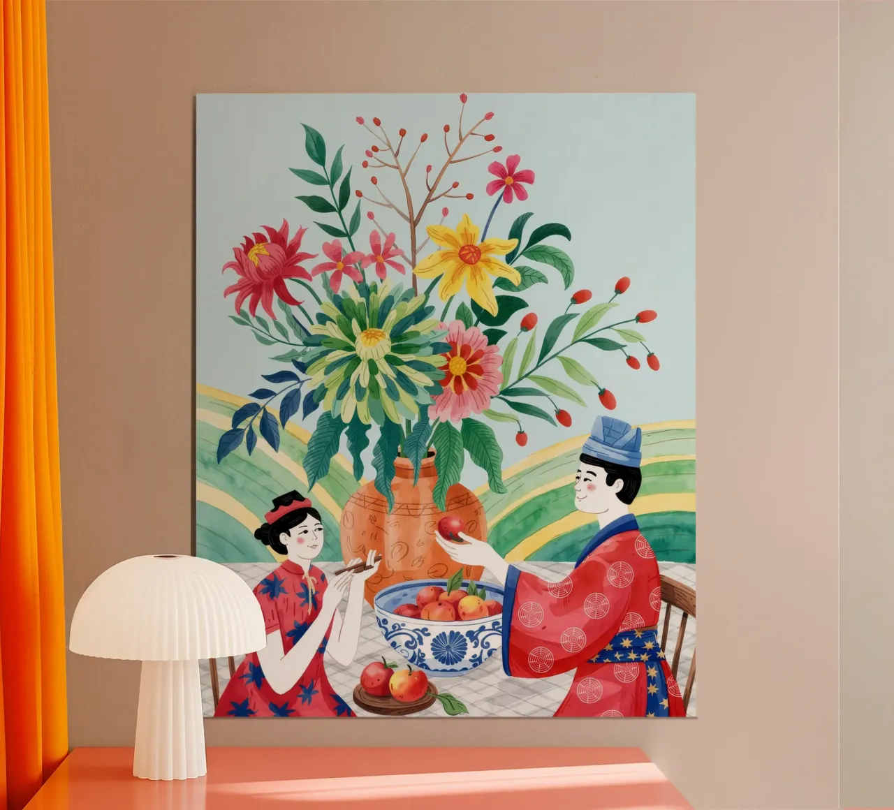 Joyful Family Feast poster van Murni Strokes