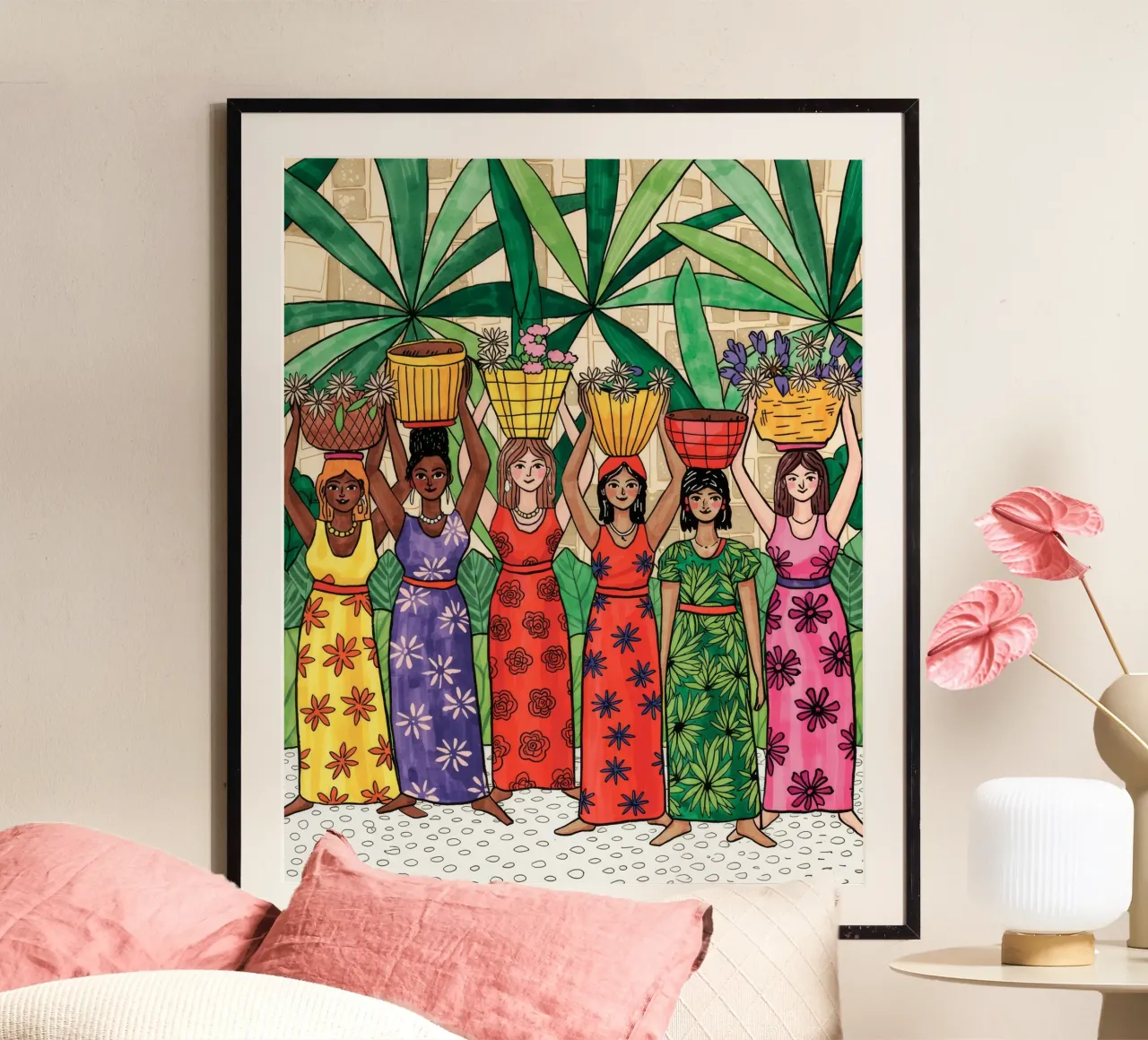 Il mercato vibrante delle donne poster da Murni Strokes