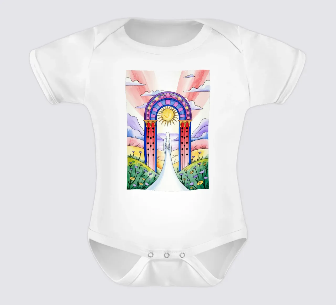 Ätherischer Brautpfad Kurzarm Babybody von Murni Strokes