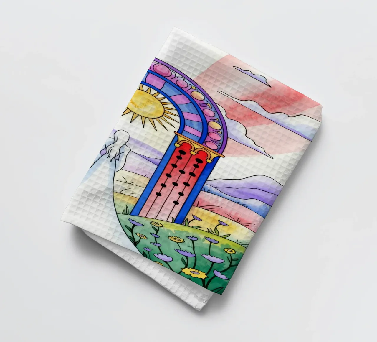 Etherisch Bruidspad theedoek van Murni Strokes
