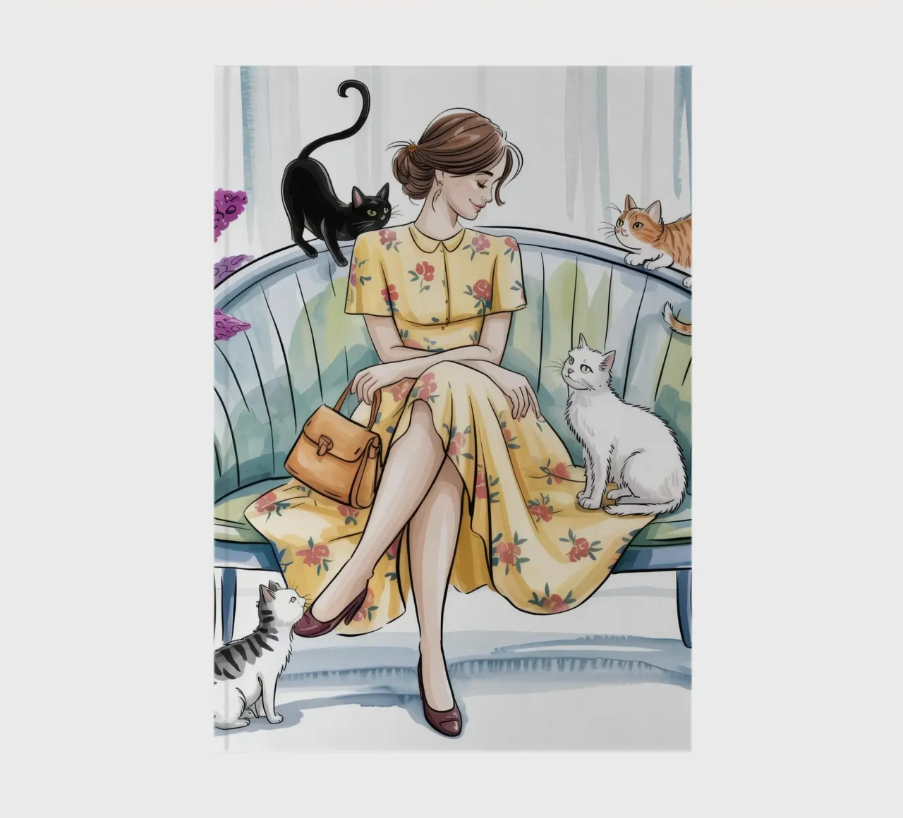 Cozy Cat Lady notebook by Murni Strokes