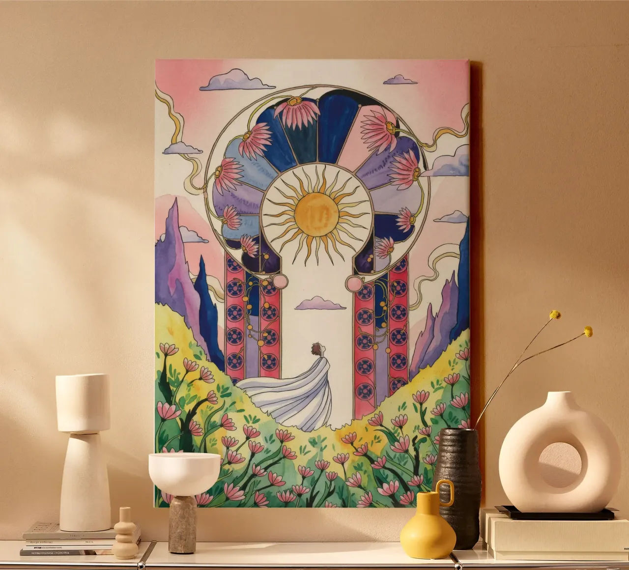 Hemelse bruidsboog canvas van Murni Strokes