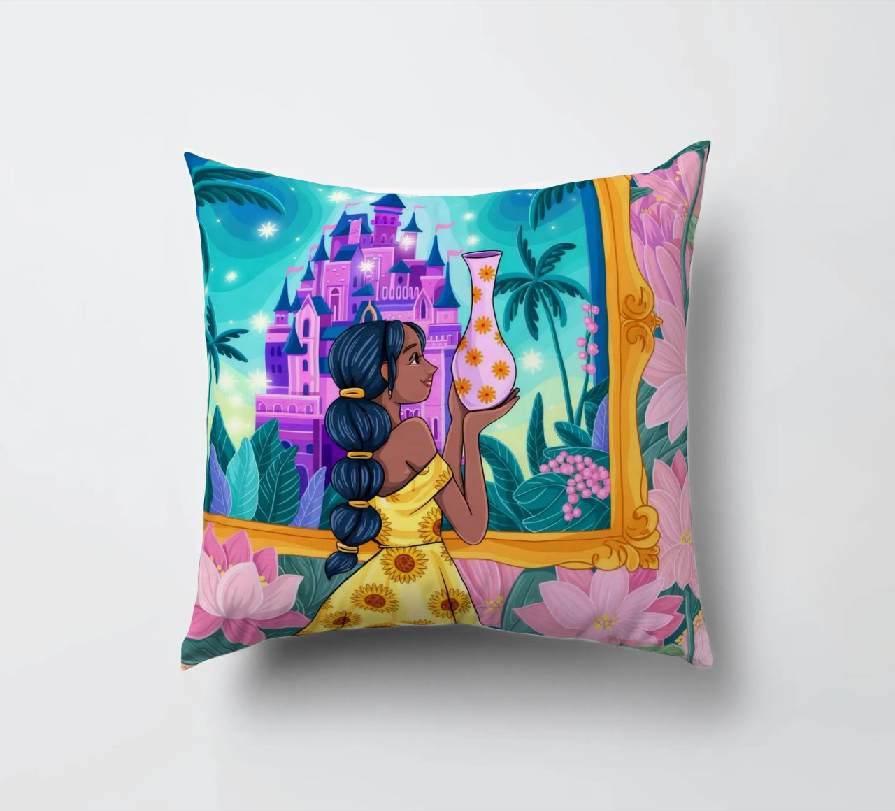Vue du château enchanté coussin de Murni Strokes