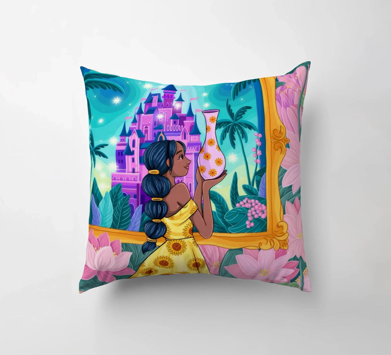 Vue du château enchanté coussin de Murni Strokes