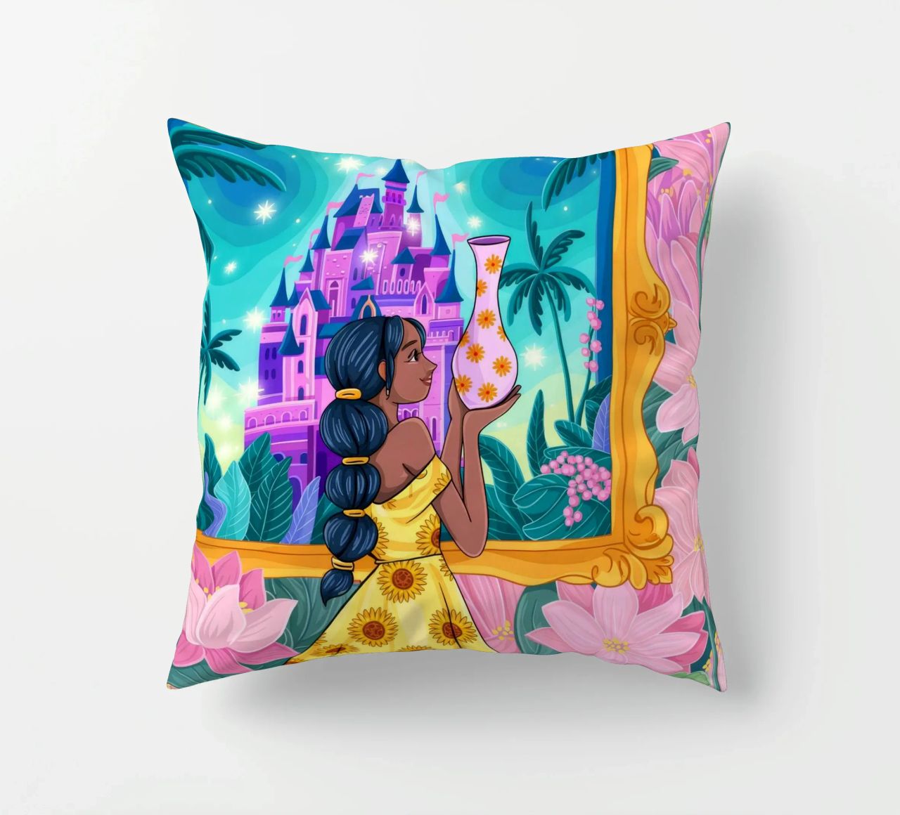 Vue du château enchanté coussin de Murni Strokes