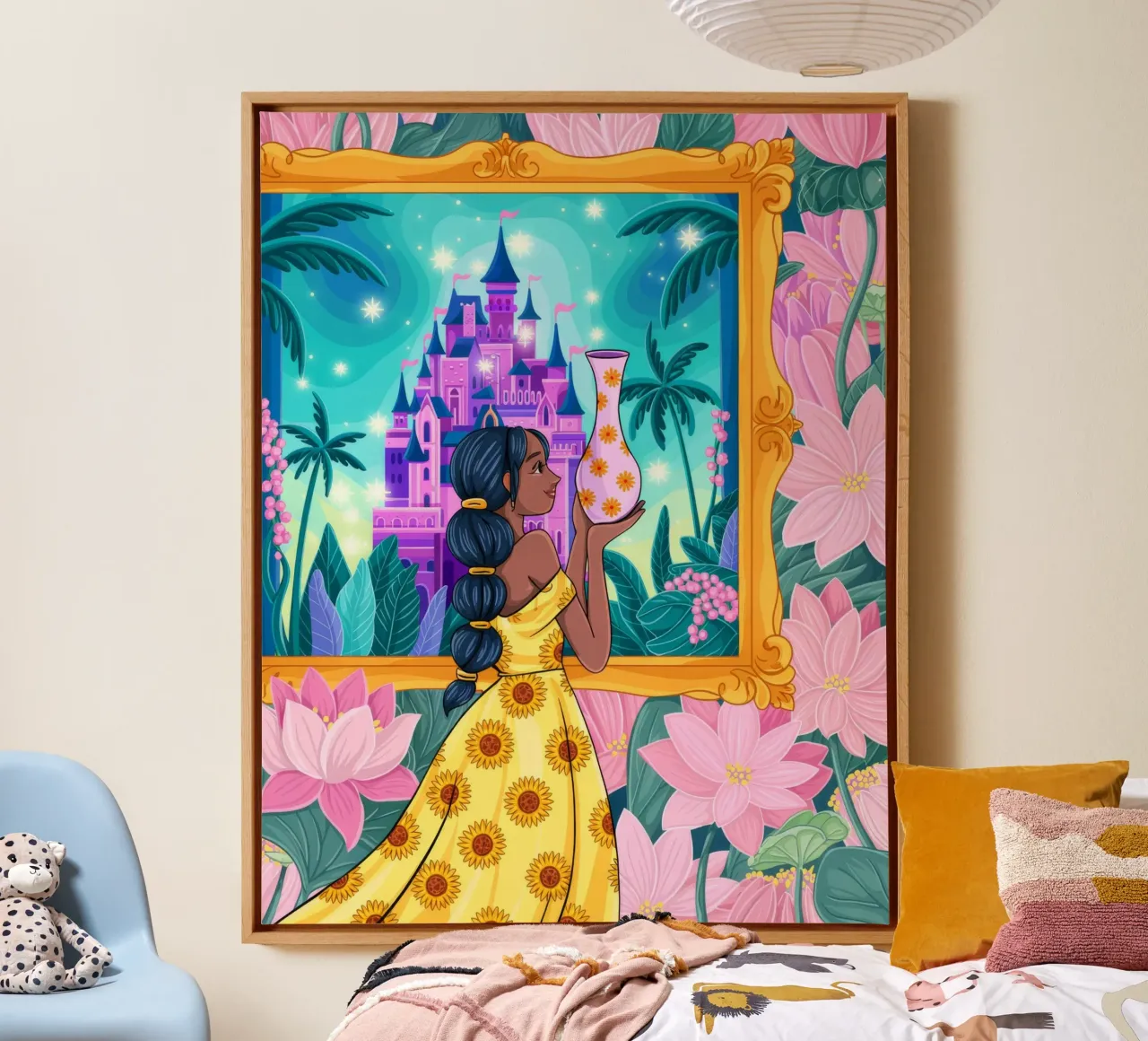 Enchanted Castle View canvas with Floater frame by Murni Strokes
