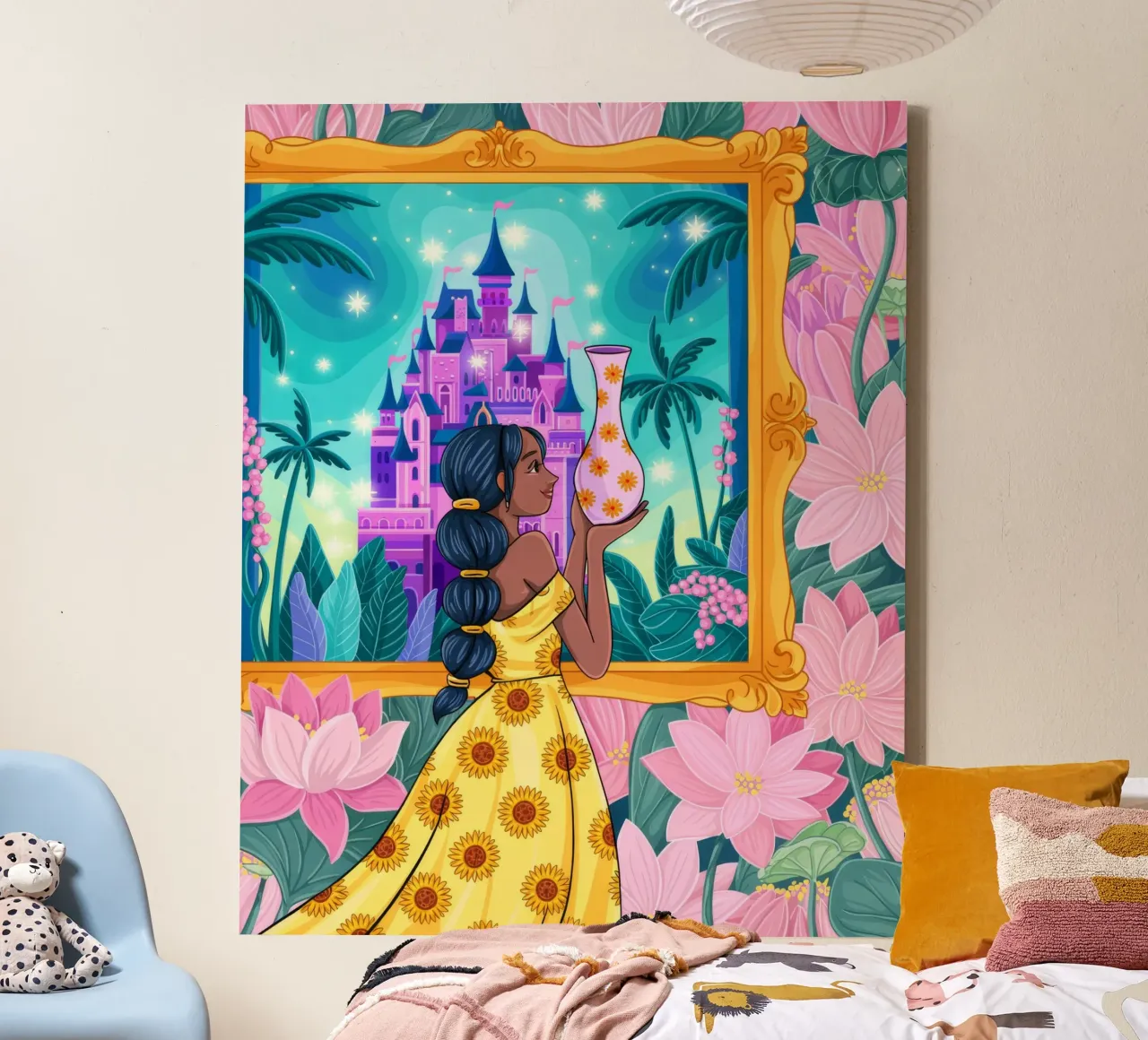 Enchanted Castle View canvas with Floater frame by Murni Strokes