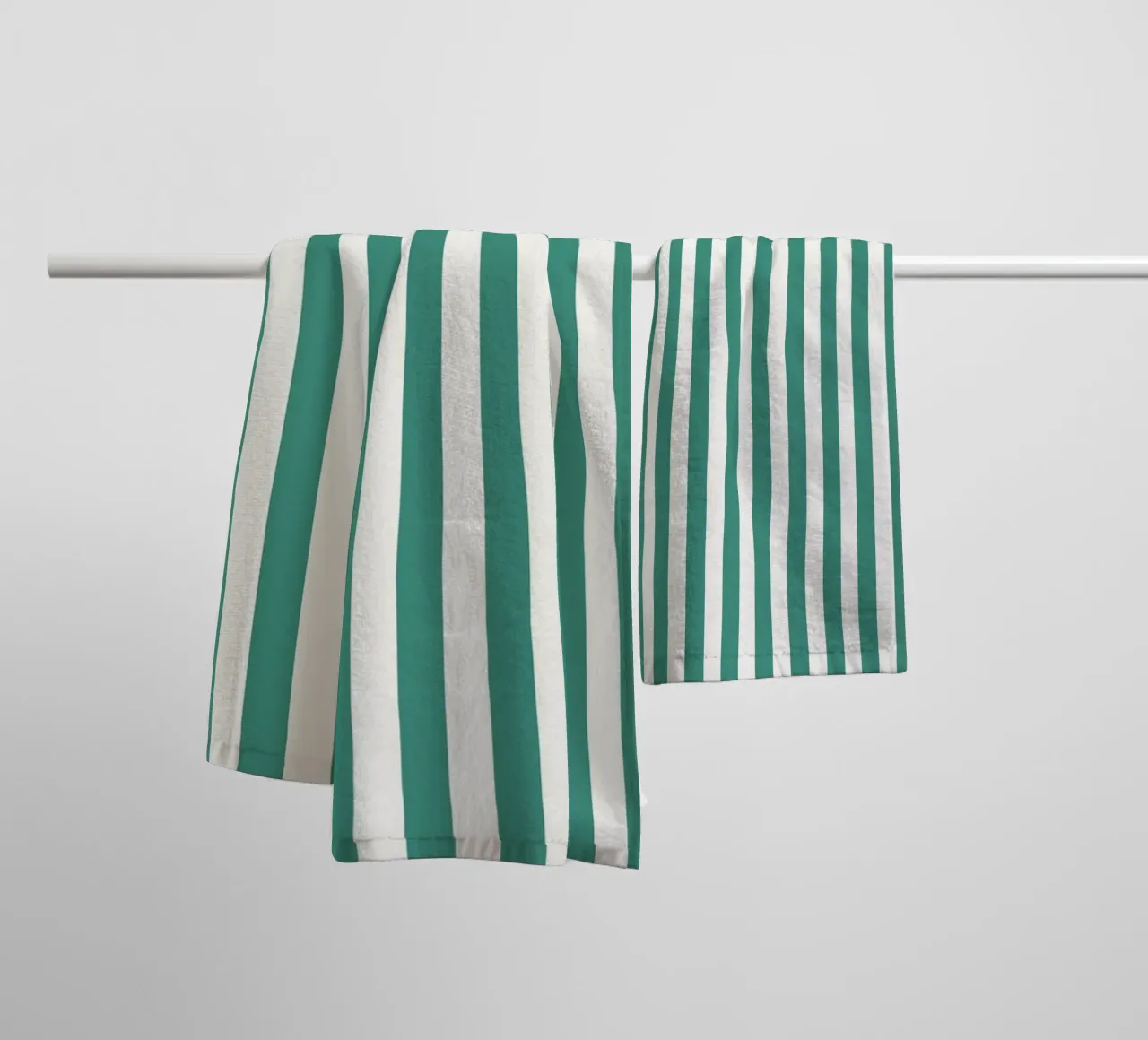 Turquoise and Beige Stripes Pattern towel by Paigaam Studio