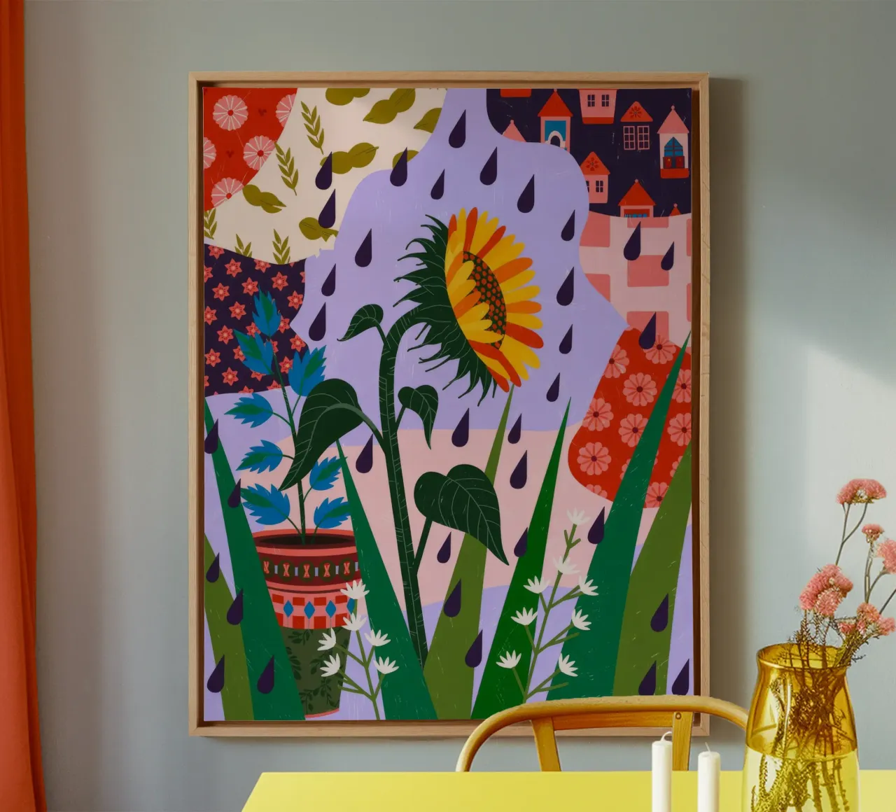Sogno surreale di un girasole tela con Cornice a cassetta da Murni Strokes