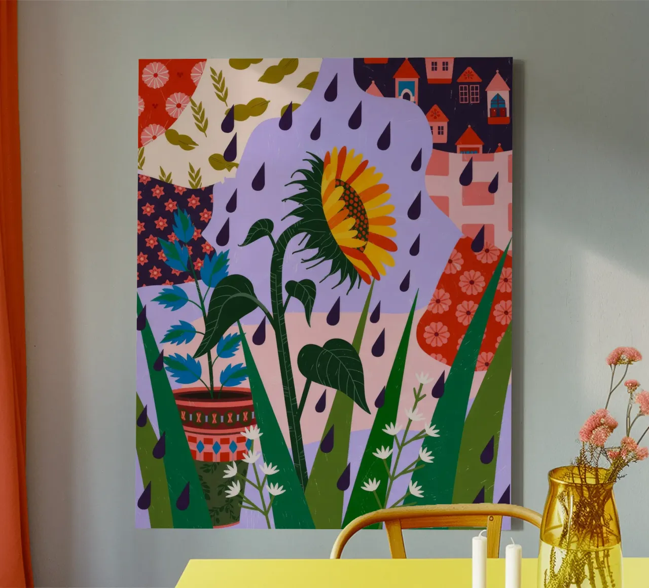 Sogno surreale di un girasole tela con Cornice a cassetta da Murni Strokes