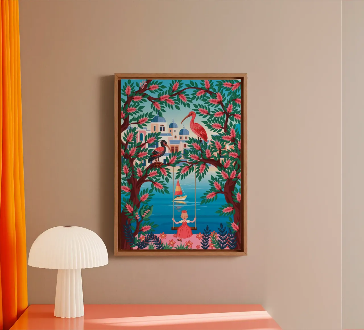 Sereniteit aan zee canvas met Baklijst van Murni Strokes