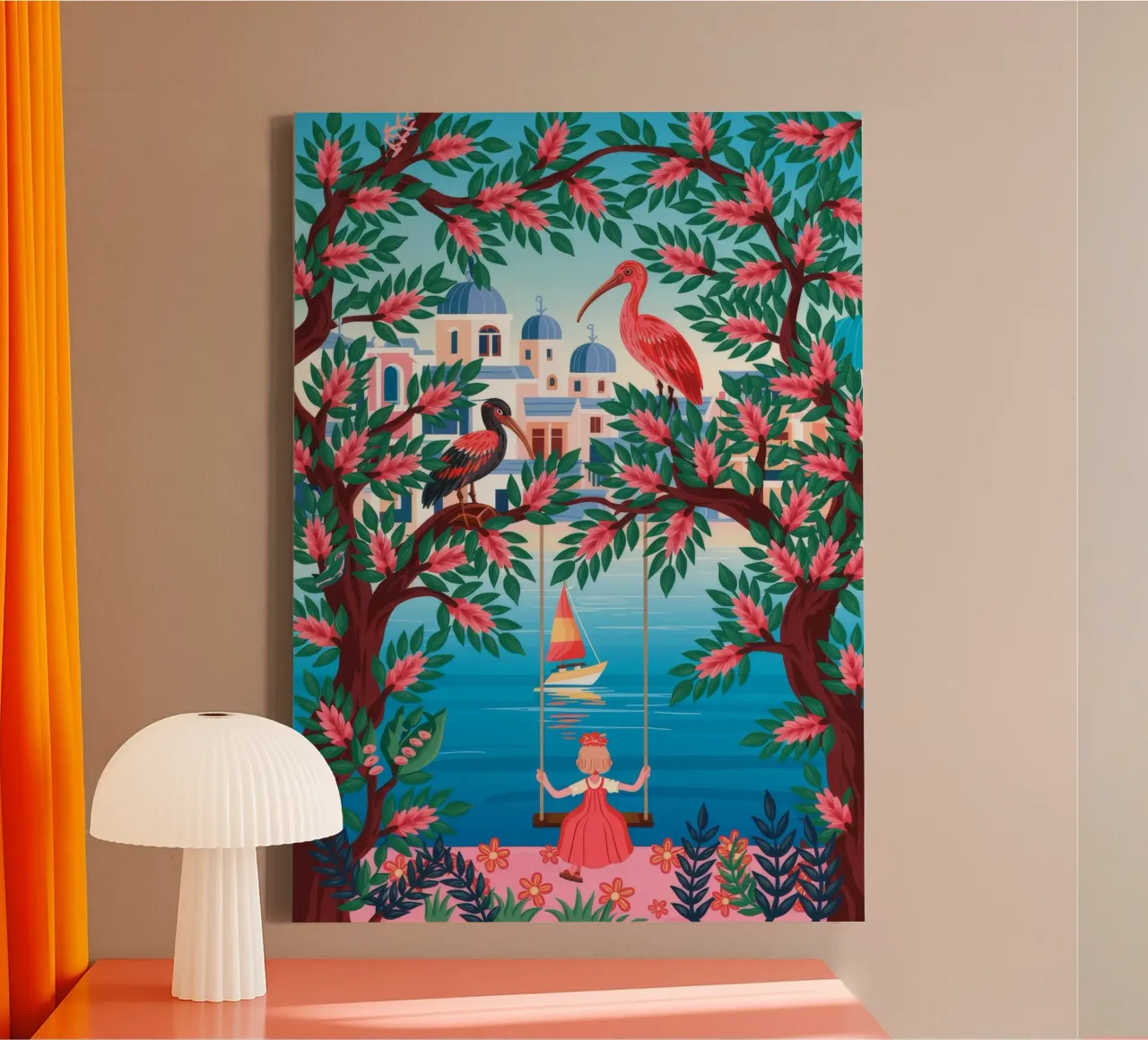 Sereniteit aan zee canvas met Baklijst van Murni Strokes