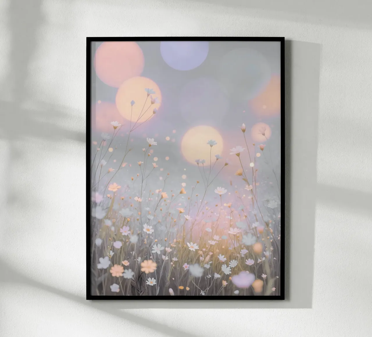 Dreamy Meadow Glow poster with aluminum frame by Moon  Bloom