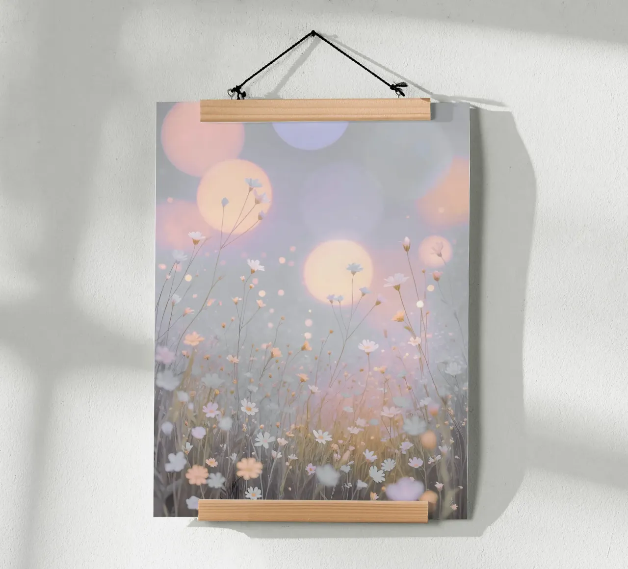 Dreamy Meadow Glow poster with aluminum frame by Moon  Bloom