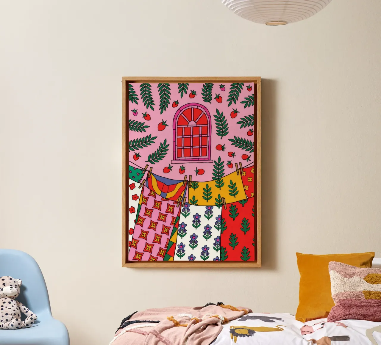 Levendig venster canvas met Baklijst van Murni Strokes