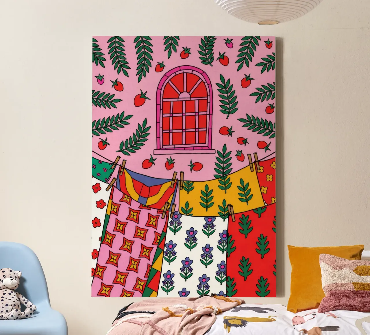 Levendig venster canvas met Baklijst van Murni Strokes