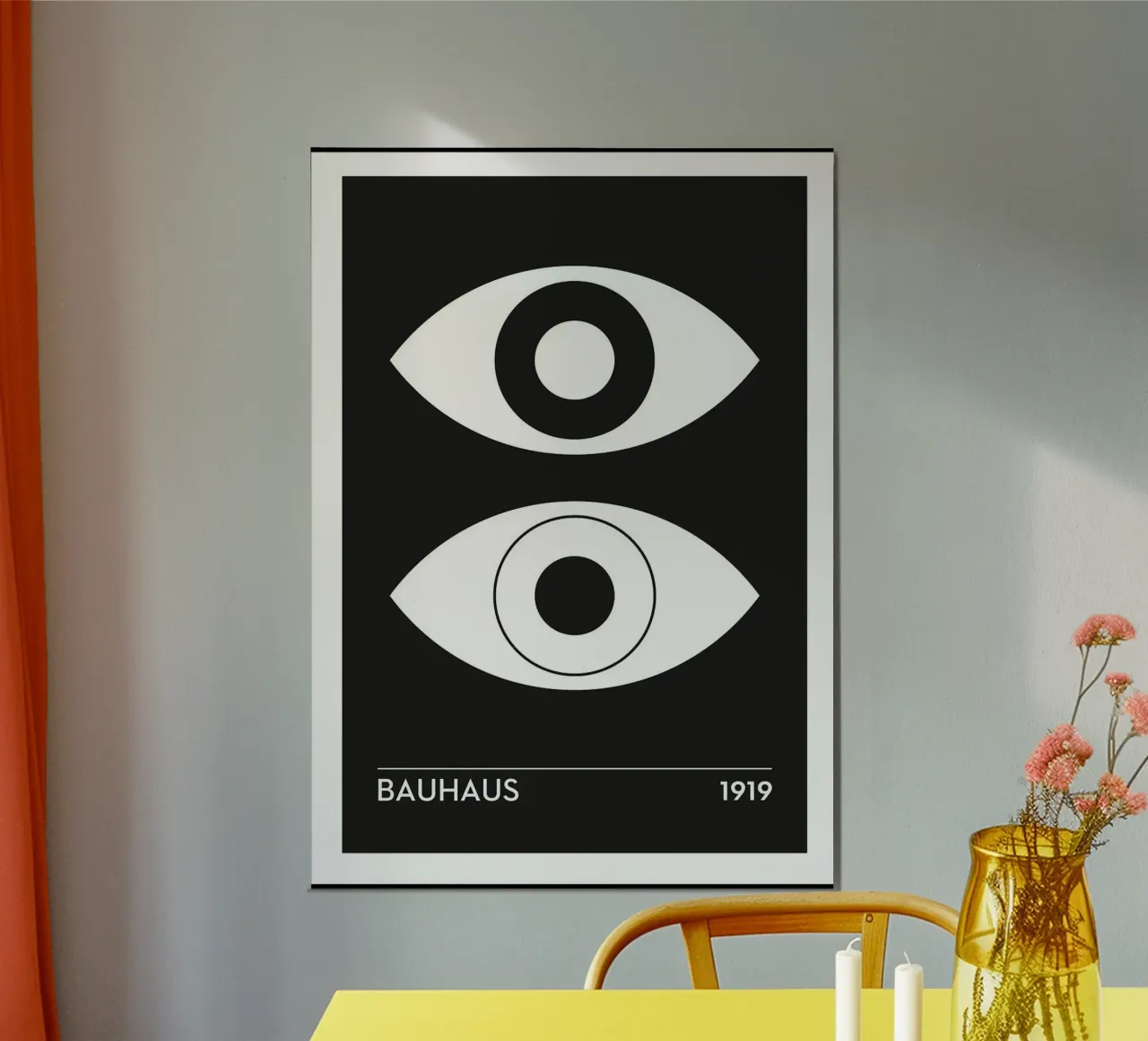 Bauhaus 99 Occhi minimalisti poster con telaio in plastica da Purrfect Whiskers Art