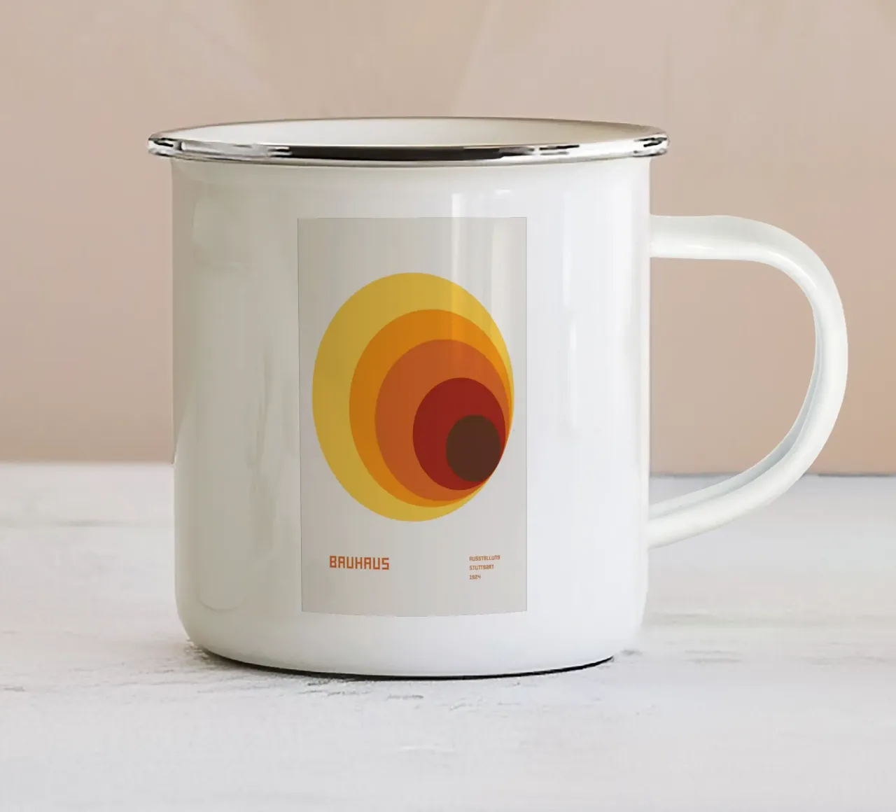 Arancione Bauhaus tazza in smalto da Purrfect Whiskers Art