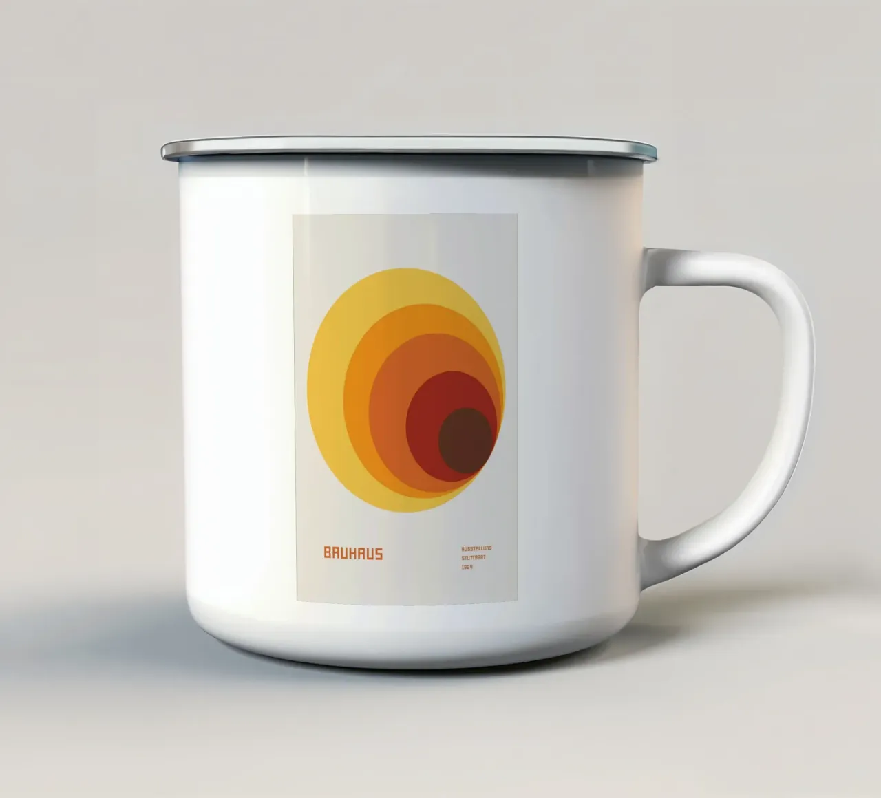 Arancione Bauhaus tazza in smalto da Purrfect Whiskers Art