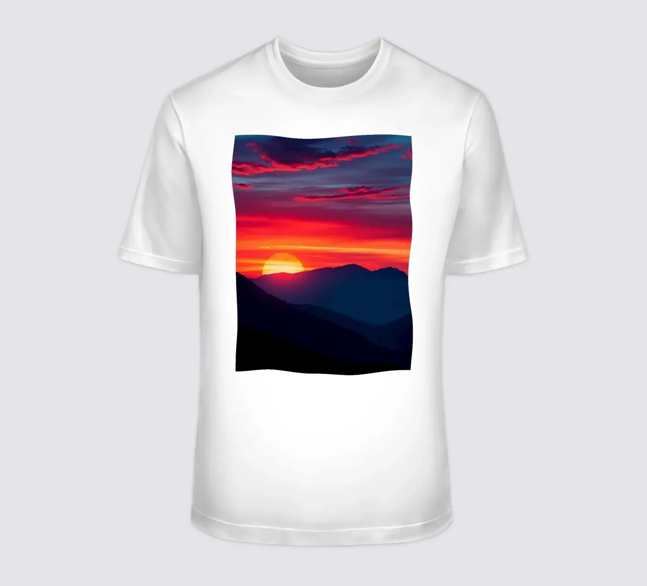 Sunset over mountain range, clouds and tranquil scene t-shirt by DesignDoodle